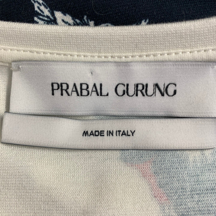 PRABAL GURUNG Size S Navy Cream Floral Sheath Cocktail Dress