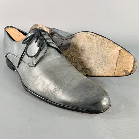 DOLCE & GABBANA Size 10.5 Grey Leather Derby Lace-Up Shoes