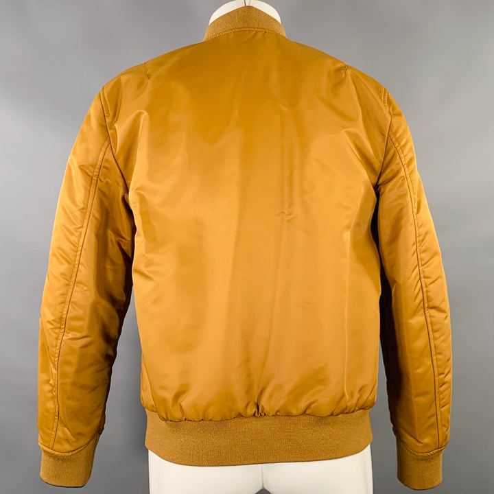 7 FOR ALL MANKIND Size M Black Mustard Reversible Nylon Bomber Jacket
