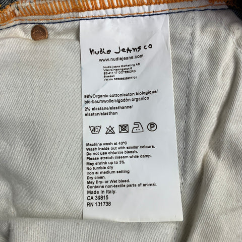 NUDIE JEANS Size 29 Blue Contrast Stitch Cotton Blend Slim Jeans