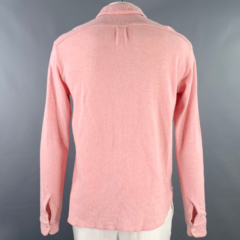 KAPITAL Size XL Pink Heather Textured Wool Button Up Long Sleeve Shirt