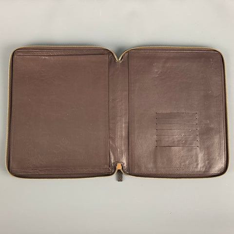 BLOOMINGDALE'S Brown Textured Leather Portfolio Handbag & Leather Goods