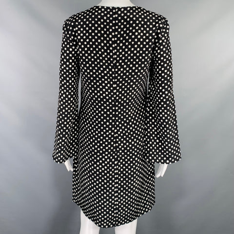 MICHAEL KORS COLLECTION Size 4 Black White Silk Polka Dot Bell Sleeves Dress