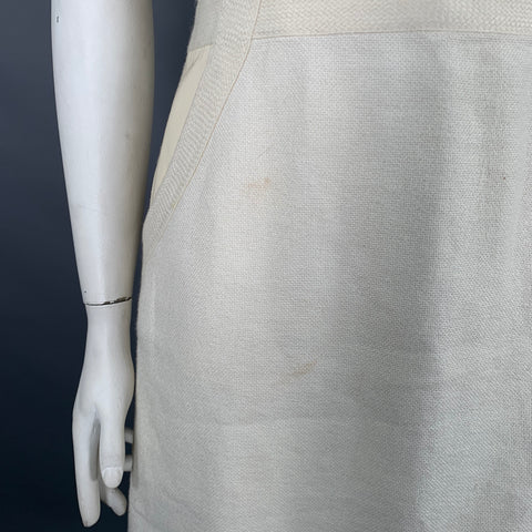AKRIS Size 10 Cream Cotton Textured Sleeveless Dress