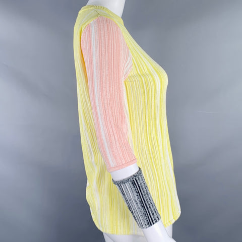 SPORTMAX Size M Yellow Pink Rib Knit Crew Neck Casual Top
