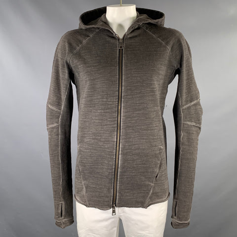 ANDREA YA'AQOV Size L Gray Dyed Cotton Hoodie Jacket