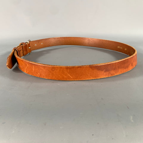 BERGDORF GOODMAN Size 38 Brown Light Crackled Leather Belt