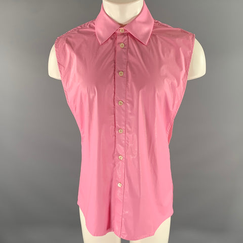 WALTER VAN BEIRENDONCK Size L Pink Modal Cutoff Sleeve Shirt