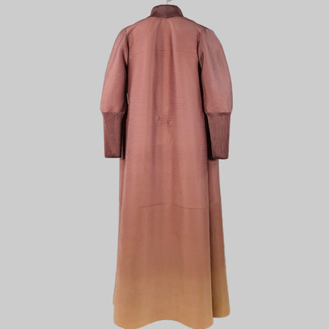 RON DAVID STUDIO Size XL Brown Tan Ombre Polyester Open Front Pleated Coat
