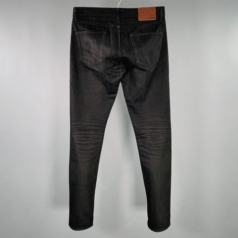 C.O.F. STUDIO Size 30 Black Twill Cotton Tapered Five Pockets Jeans