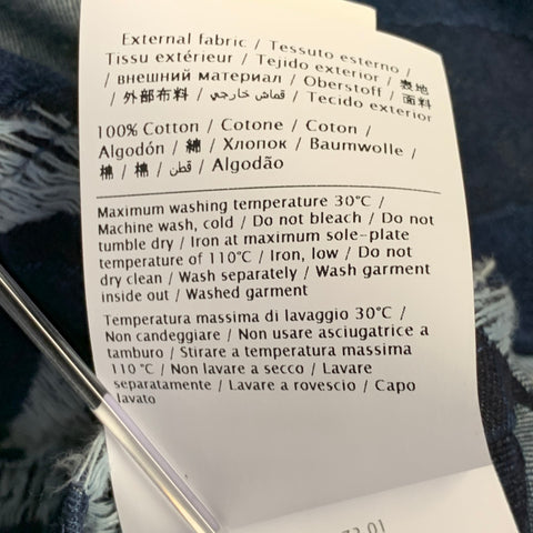 VALENTINO Chemise à manches longues en coton camouflage indigo taille 42 coupe oversize