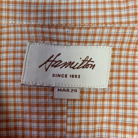 Chemise à manches longues HAMILTON en coton à carreaux orange cassé et col écarté, taille S