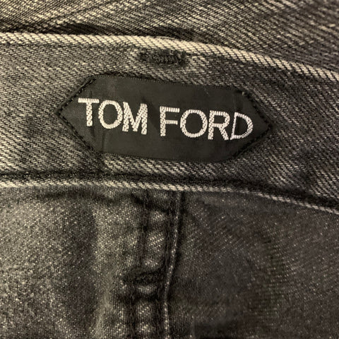 TOM FORD Size 32 Grey Black Wash Selvedge Denim Button Fly Jeans
