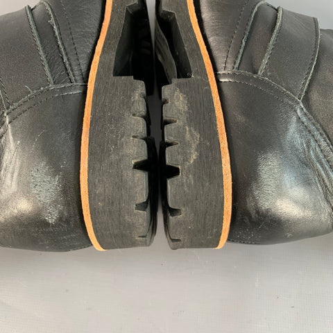 COMME des GARCONS Size 7 Black Leather Studded Pull On Engineer Boots