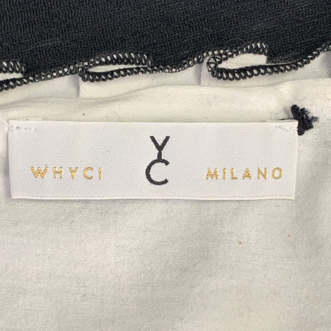 WHYCI MILANO Size 6 Black White Wool Blend Contrast trim Casual Top