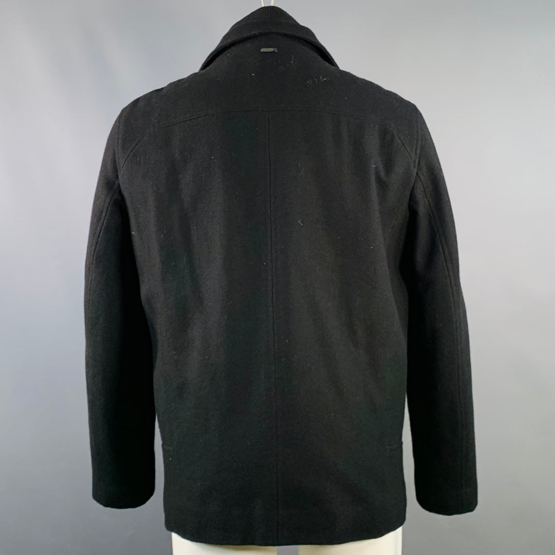 CALVIN KLEIN Size S Black Wool Blend Layered Zip Up Jacket
