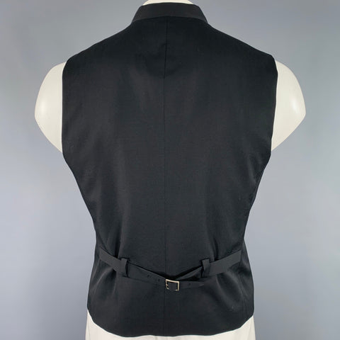 ISSEY MIYAKE Size 40 Black Wool Nehru Collar Vest