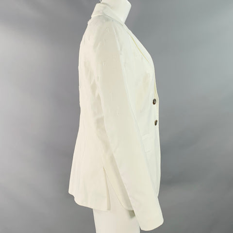 ESCADA Taille S Mélange Coton Blanc Veste Blazer Texturée à Revers Cranté