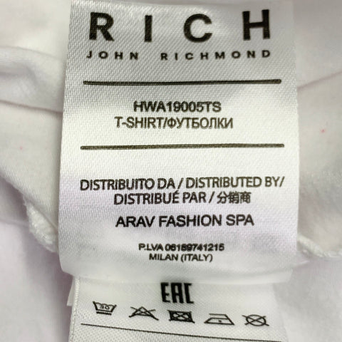 JOHN RICHMOND Size XS White Multi Color Cotton Blend David Bowie Print T-Shirt