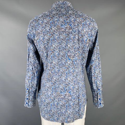 BILLIONAIRE COUTURE Size XL Blue Black White Swirls Wolf Long Sleeve Shirt