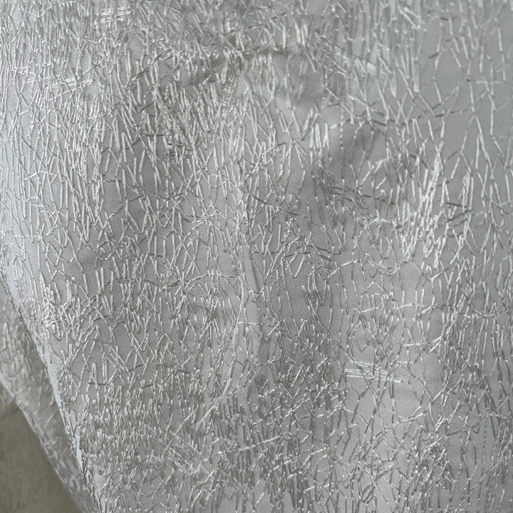 AKRIS Size 14 Cream Cotton Blend Scribble Stitch Hook Eye Jacket Blazer