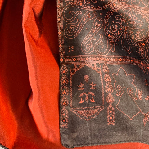 ETRO Black Burgundy Paisley Silk Reversible Scarf