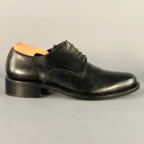 GIORGIO ARMANI Size 7 Black Leather Derby Lace-Up Shoes