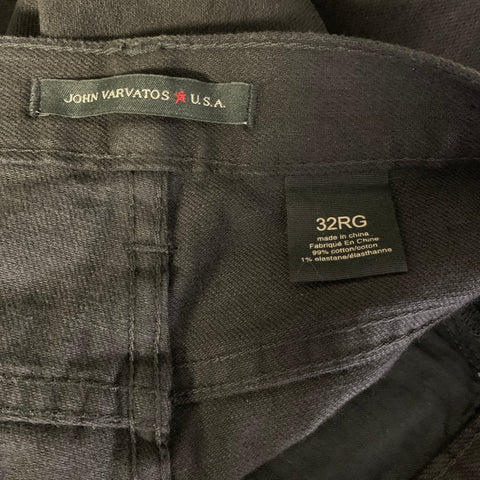 JOHN VARVATOS U.S.A. Size 32 Black Patch Cotton Blend Button Fly Jeans