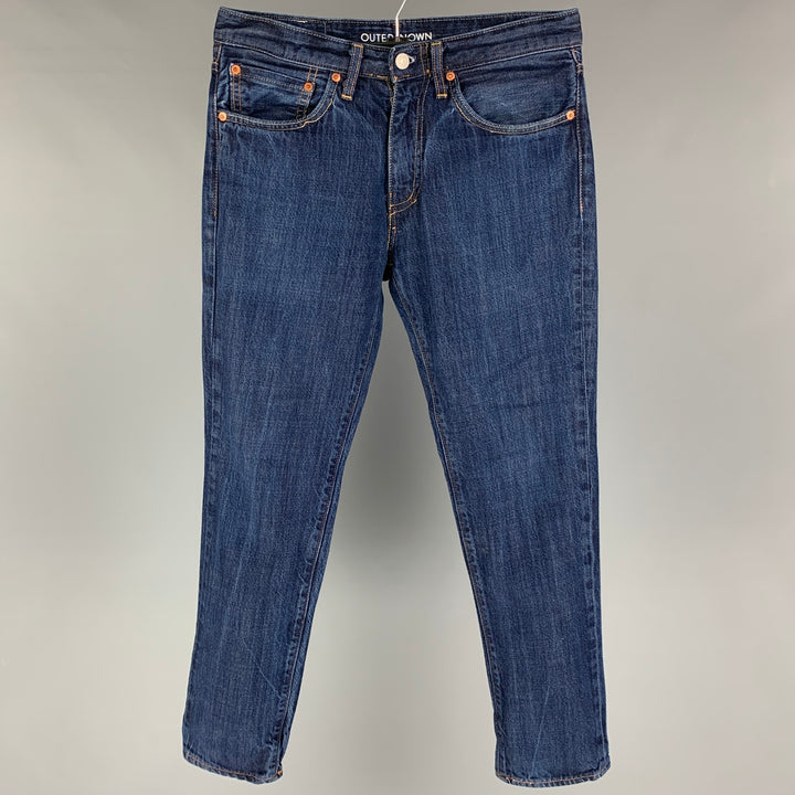 LEVI'S x OUTERKNOWN Talla 31 Vaqueros ajustados de Lyocell de algodón con puntadas en contraste índigo