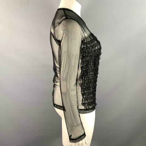 NOIR KEI NINOMIYA Size L Black Polyamide Mesh Crew Neck Pullover Womens