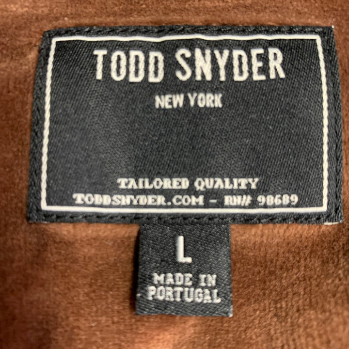 TODD SNYDER Size L Brown Cotton Blend Velvet Button Up Long Sleeve Shirt