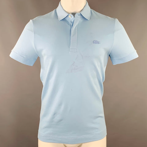 LACOSTE Size S Blue Embroidery Cotton Blend Polo