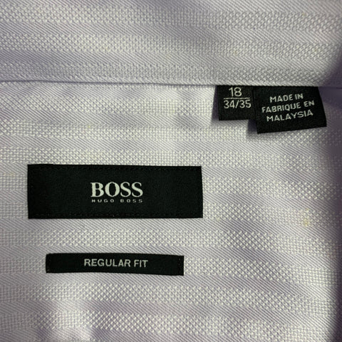 BOSS by HUGO BOSS Size XXL Purple Lavender Stripe Cotton Long Sleeve Shirt