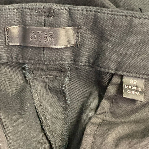 ATM Size 32 Black Cotton Blend Flat Front Casual Pants