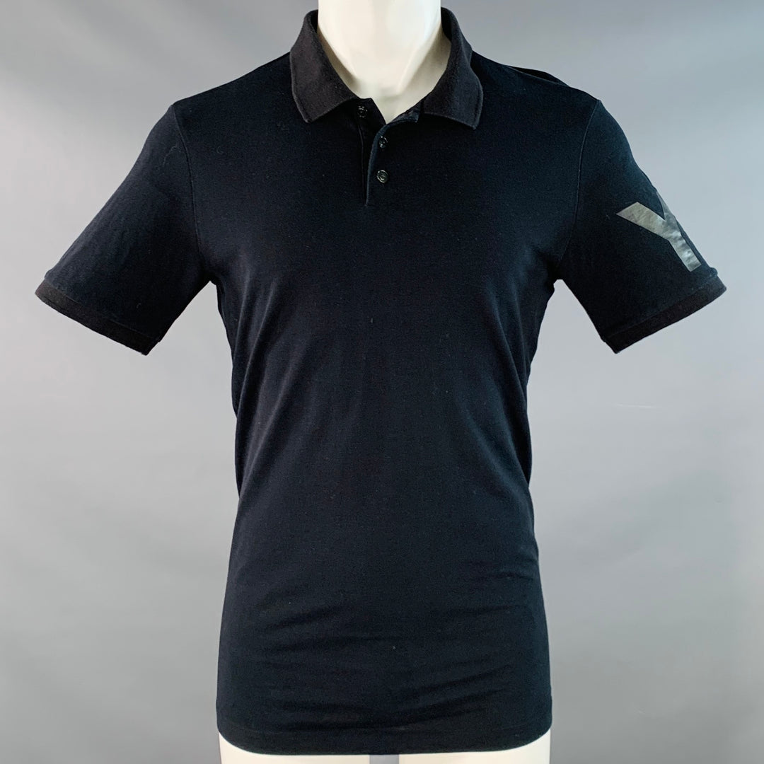 Y-3 Size M Black Cotton Logo Half Placket Polo