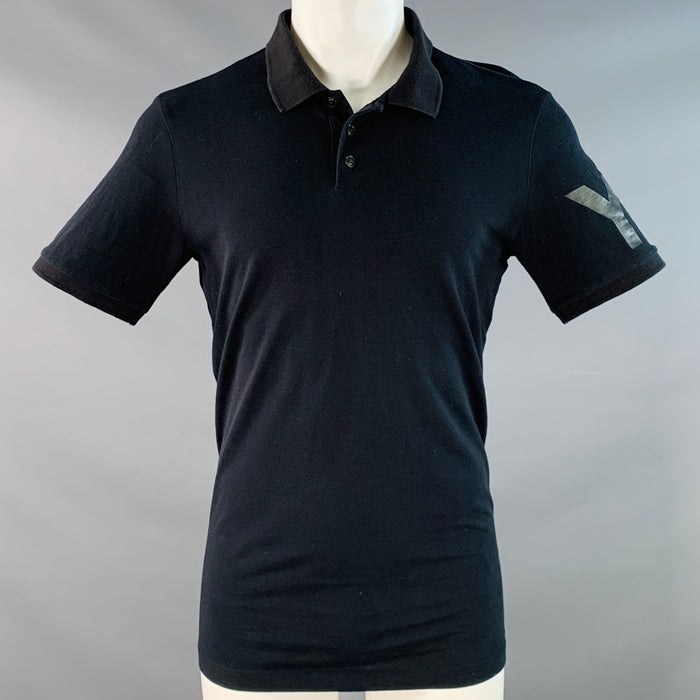 Y-3 Size M Black Cotton Logo Half Placket Polo