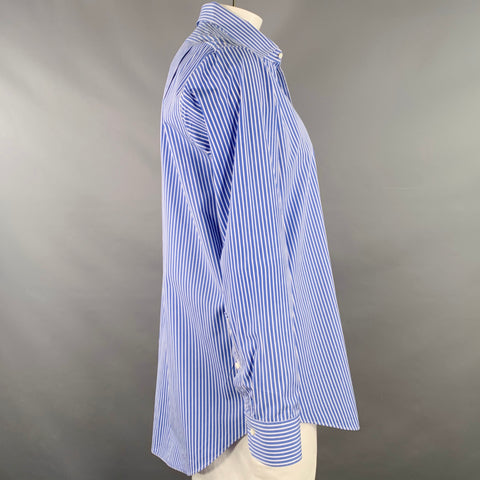 SID MASHBURN Size L Blue White Stripe Cotton One Pocket Long Sleeve Shirt