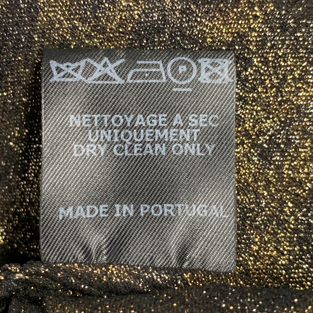 ISABEL MARANT Size S Brown Black Metallic Silk Blend Animal Print Dress Top