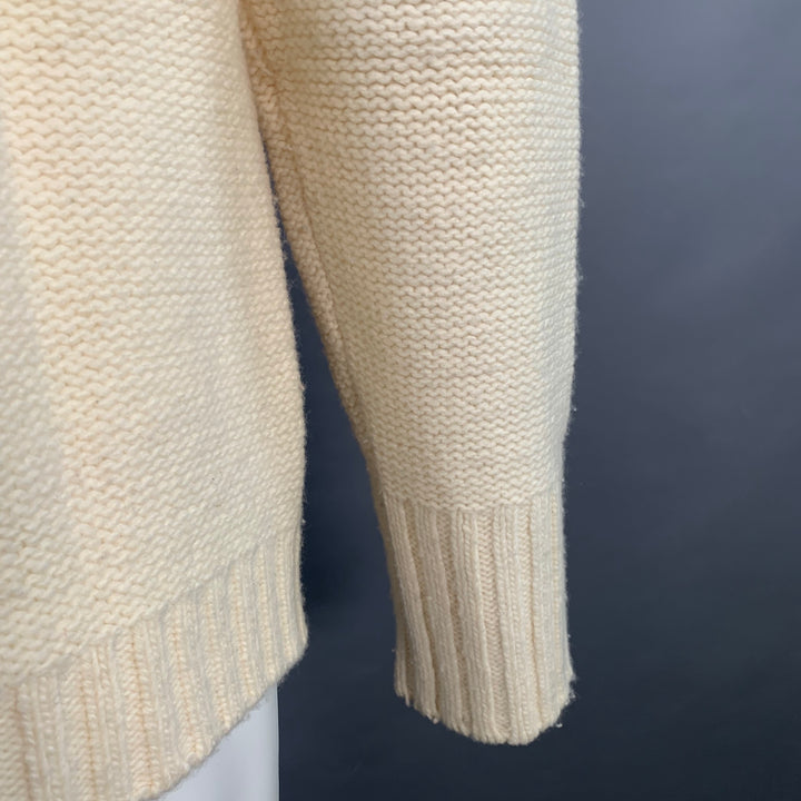 BURBERRY LONDON Size M Cream Brown Knit Merino Wool Toggle Closure Cardigan