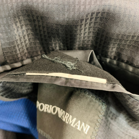 EMPORIO ARMANI Size 42 Blue Nailhead Wool Notch Lapel Sport Coat