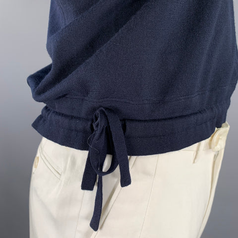 ZEGNA UNIFORM Size XL Navy Knit Wool Ribbed Vest