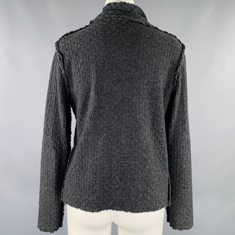COMME des GARCONS Size S Black Charcoal Textured Asymmetrical Cardigan