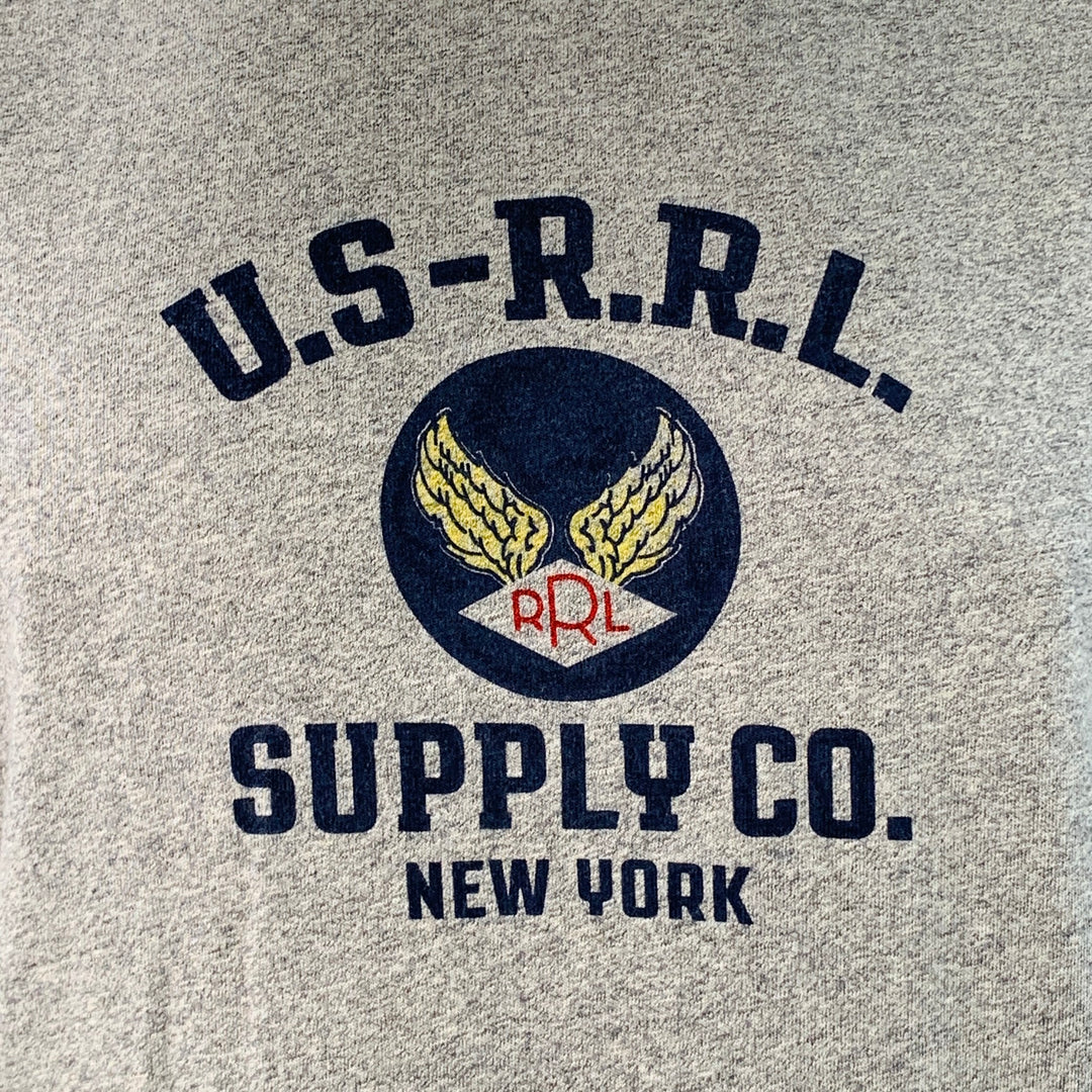 RRL by RALPH LAUREN Size XL Grey Logo Cotton Jersey T-shirt