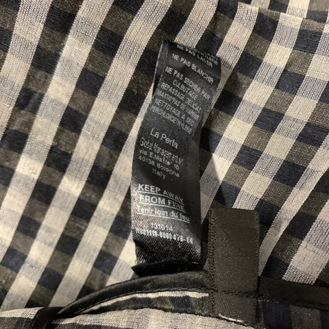 LA PERLA Size S Grey Black Checkered Linen Silk Shawl Collar Vest