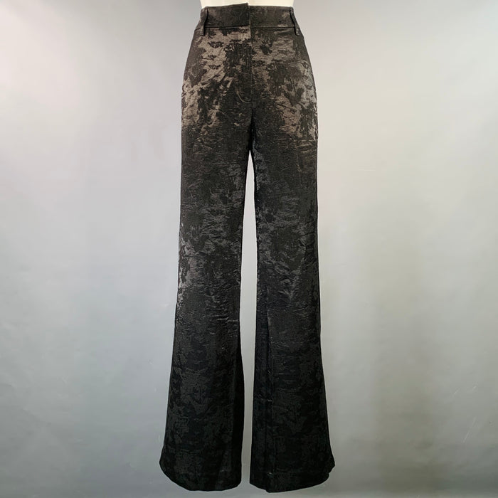 HAIDER ACKERMANN Taille M Pantalon décontracté taille basse en jacquard de lin et soie noir