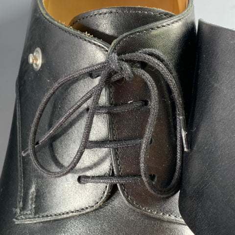 HERMES Size 10 Black Leather Monk Strap Lace-Up Shoes