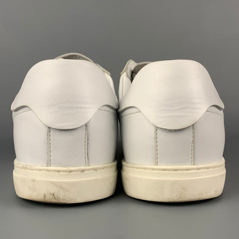 DSQUARED2 Size 10.5 White Leather Lace Up Sneakers