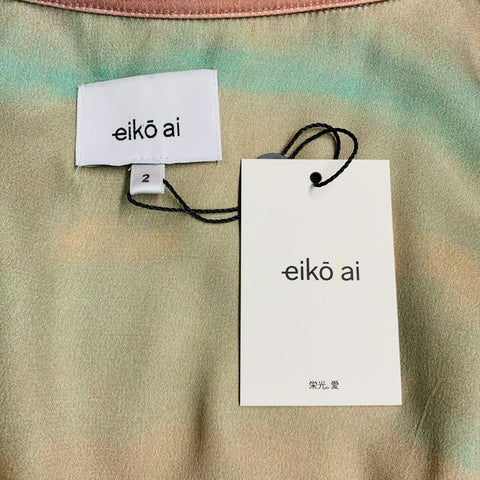 EIKO AI Taille 2 Chemise surdimensionnée marbrée en viscose vert orange