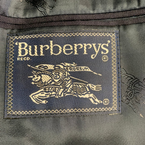 BURBERRYS Size 38 Navy Wool Double Breasted Peak Lapel Sport Coat