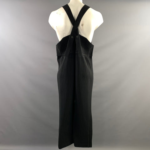 ISSEY MIYAKE Size L Black HP06-JI144 Pleated Polyester Jumpsuit